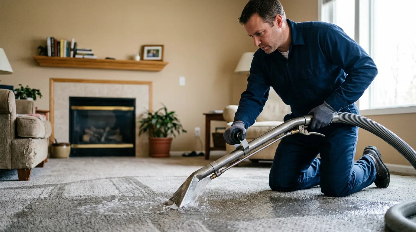 Water damage restoration technician working near Lockhart, TX